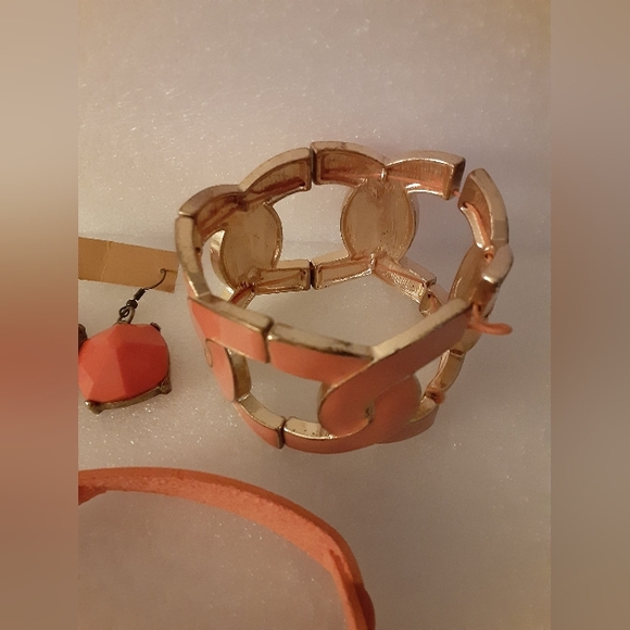 Orange Jewelry Lot Bracelets and Earrings - Picture 5 of 6